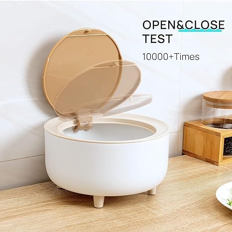 GNOLY Mini Trash Can With Press Top Lid - Compact Wastebasket for Bathroom Vanity, Desktop, Tabletop, Coffee Table or Countertop 3