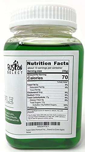 Fusion Select Green Apple Syrup –Flavor Enhancer Made From Real Juice For Bubble Tea, Yogurt, Snow Cones, Slushies Drinks, Shaved Ice, Soda, Cocktails 14 Oz #TOP1