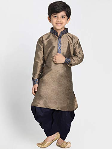 Image of VASTRAMAY JBN Creation Boys' Silk Blend Kurta and Dhoti Pant Set