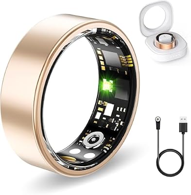 Smart Rings for Women Men, Fitness Ring with Heart Rate, Blood Oxygen, HRV, Stress, Sleep Tracker, Step Tracker, No Subscription Fee, lP68 Waterproof Smart Ring for iPhone & Android (Rose Gold,7#)