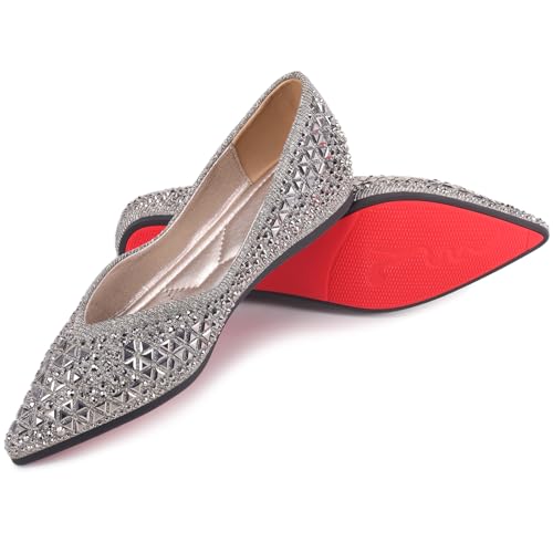 Women's Flats Comfortable Pointed Rhinestone Ballet Flats Soft Memory Foam Insole for Women Sparkle Elegant Dress Shoes2