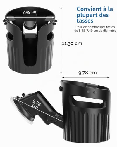 Porte gobelet voiture ventouse réglable plastique pour camion, bateau et auto - 5