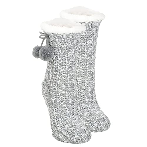 Image of Elanze Designs Gold Glitter Knit Pom Pom Womens One Size Plush Lined Non Skid Indoor Slipper Socks
