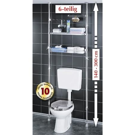 WENKO Teleskopregal STRUCTURA - Badregal - Metall Regal für Bad, WC