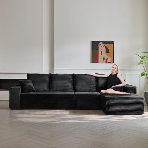 BEQAI Modular L-Shaped Corduroy Sofa, 135
