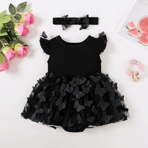 3-24M Infant Girl Bodysuit Dress Baby Romper Tutu Dresses Toddler Knit Tulle Skirt Birthday Holiday Outfits3