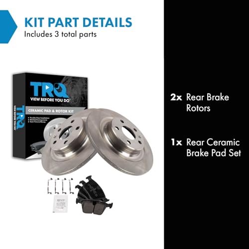 Image of TRQ Rear Brake Pad and Rotor Set Ceramic Compatible with 2019-2022 Volvo S60 XC60 2019-2021 V60