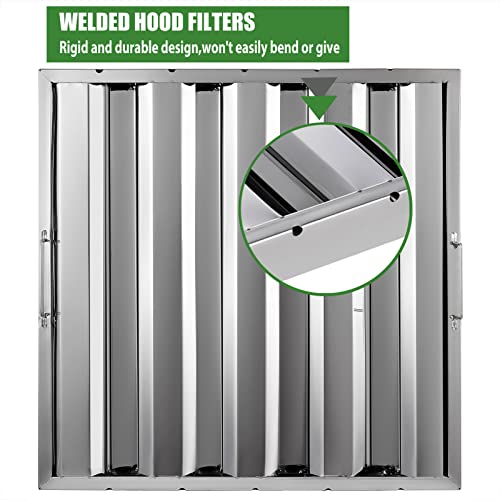 Topdeep Stainless Steel Hood Filter 19.5W X 19.5H Inch, 4 Grooves Commercial Kitchen Restaurant Range Hood Filters, Set Of 6 Grease Filter For Grease Rated Commercial Kitchen Exhaust Hoods #TOP7