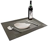 Table Mats (Set of 4), EgoEra Place Mats Sets Table Place Dinner Mats Table Washable Plastic Vinyl Table Mats for Dining / Kitchen Table, 4530cm, Silver