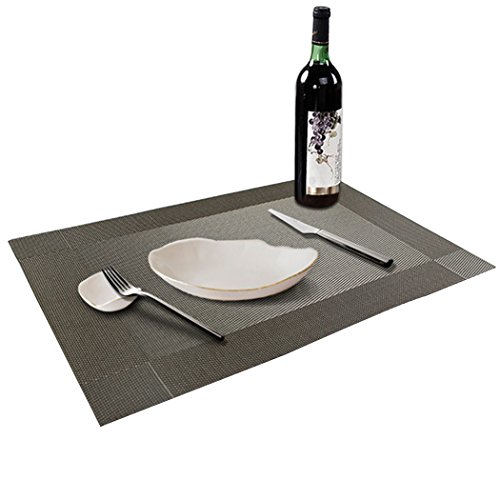 Table Mats (Set of 4), EgoEra Place Mats Sets Table Place Dinner Mats Table Washable Plastic Vinyl Table Mats for Dining / Kitchen Table, 4530cm, Silver