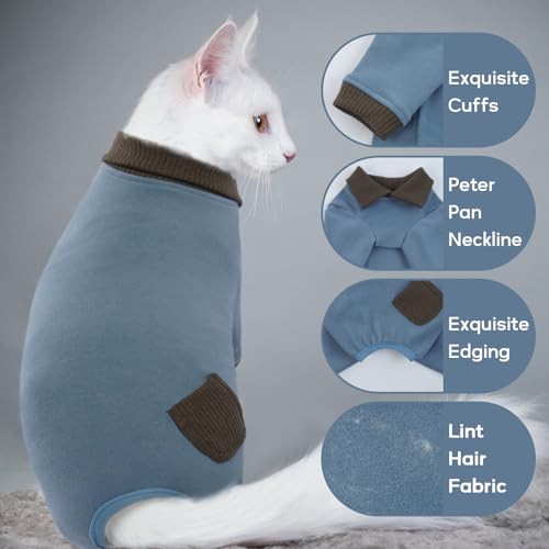 QBLEEV Pijama de gato apenas para gatos, roupas de gato de cabelo pegajoso, macacão de gato para gat
