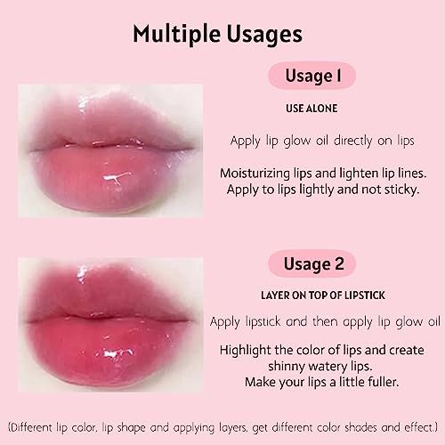 Duoffanny Lip Glow Oil Hydrating Moisturizing Plump Shiny Lip Oil Balm Tinted Lip Care With Big Brush Head Light Color Lip Gloss (#007 Raspberry) #TOP4
