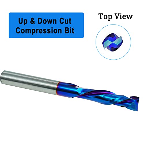 Jiiolioa F2132 Cnc Router Bits Up&Down Cut Solid Carbide Compression End Mill 1/4" Shank For Side Milling, End Milling, Finish Machining #TOP2