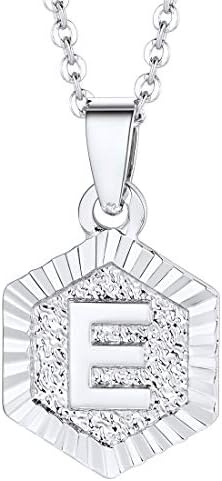 U7 A-Z 26 Initial Letters Hexagon/Square Shape Pendant Necklace for Men Women, with Adjustable Chain, Customizable, 18K Gold/Platinum Plated Tones, Send Gift Box