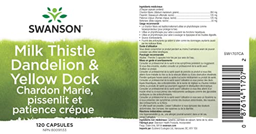 Swanson Milk Thistle, Dandelion & Yellow Dock - Herbal Liver Support Supplement - Natural Supplement Helping To Maintain Overall Health & Wellbeing - (120 Capsules) 1 Pack #TOP16