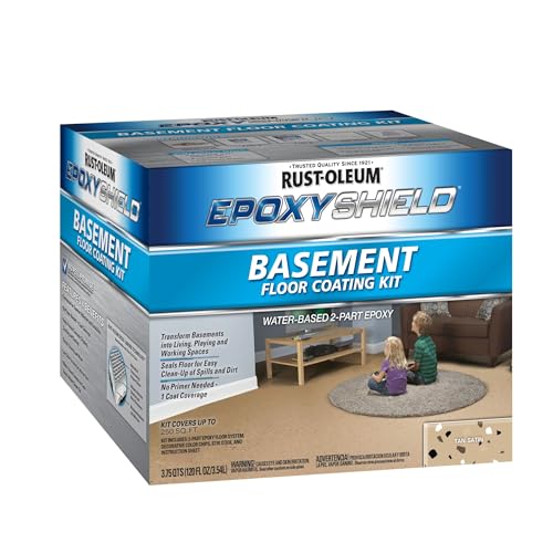Rust-Oleum 391281 EpoxyShield Basement Floor Coating Kit, Gallon, Tan Satin by Rust-Oleum - Image 3
