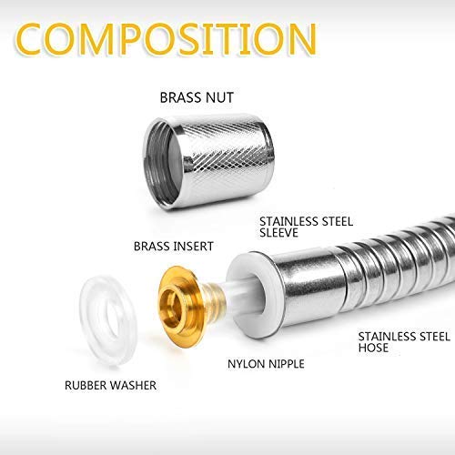 Gonioa Shower Hose Extra Long 118 Inches Chrome Shower Head Hose or Faucet Extension Tubes, Handheld Shower Hose Pipe for Bathroom Shower Sprayer Hose Replacement with Brass Insert - Thumbnail 7