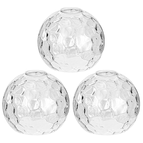 Image of 3 Pack Clear Hammered Globe Glass Shade, Globe Glass Lamp Shade Covers for Light Fixtures, 1.65 In Fitter 5.1 In Height 5.9 In Diameter Globes Lampshades for Wall Sconces Chandelier Pendant Lights