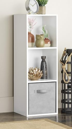 Whitmor 3 Cube Storage Organizer, 3 Tier Stackable MDF Wood Bookcase, Open Storage Display...