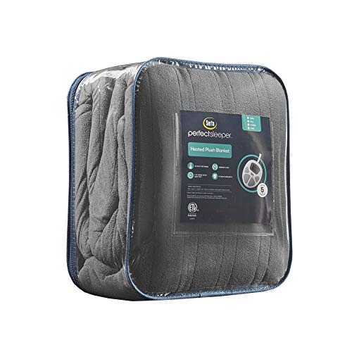 Serta Reversible Fleece To Sherpa Electric Blanket Fast Heating Soft Cover, Safety Auto Shut Off Timer, Low Emf, Multi Heat Setting, Etl Certified, Machine Washable, Grey Full (84"X 77") #TOP7