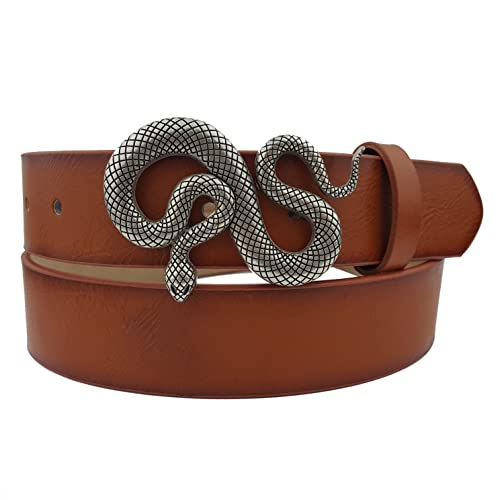 Generic Unisex-Adult Brown Snake Buckle Belt, 1.35