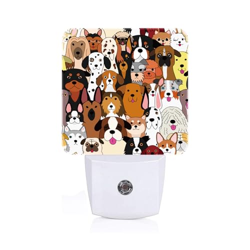 Image of Cute Dog Night Light,Plug Into Wall Decor for Stairway,Hallway,Kitchen,Dusk to Dawn Sensor Nightlights for Boys /Girls /Women /Men Room Gifts