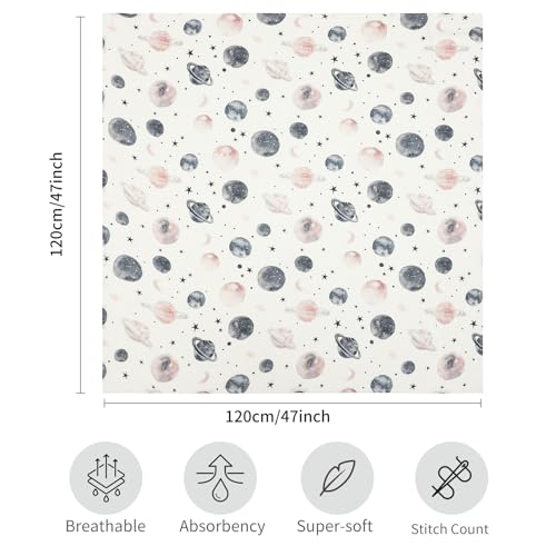 Image of insular Muslin Swaddle Blankets for Boys Girls, 2 Pack Receiving Baby Blanket Large 47 x 47 inches, Soft Breathable Swaddling Wrap for Unisex Newborn, Space&Blue