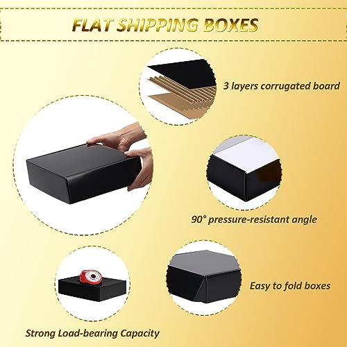 Image of HORLIMER 12x9x3 inches Shipping Boxes Set of 20, Black Medium Corrugated Cardboard Gift Mailer Box