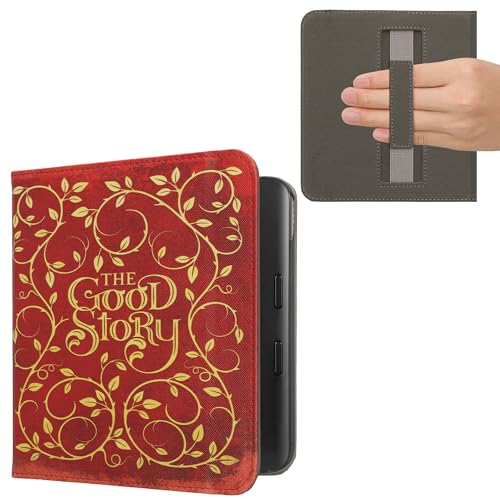 kwmobile Case Compatible with Kobo Libra Colour Case - PU Cover w/Strap - Good Story Yellow/Orange/Red