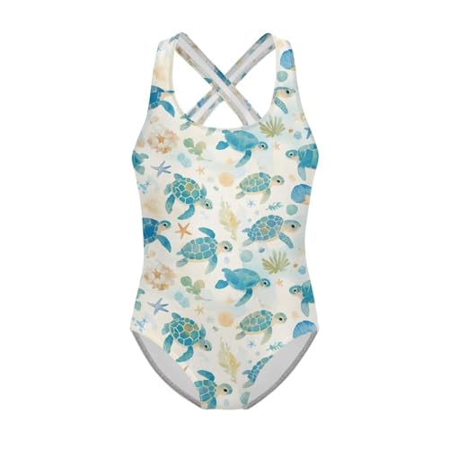 Image of Girls One Piece Bathing Suit,Slim-Fit Ruffle Strap Swimsuit with Adjustable Strap Quick Dry Summer Beach Swim Suit