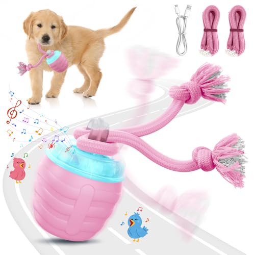 HVUATQ Interactive Dog Toys Ball - New Upgraded Chase Buddy Dog Toy for Medium/Large Dogs Automatic Moving and Rolling Dogs Ball for Boredom USB Rechargeable(Pink)