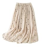 bawilom Women's Fall High Waist Flowy Maxi Skirt Elastic Waist Polka Dots Dressy Casual Loose Fit Pleated Long...