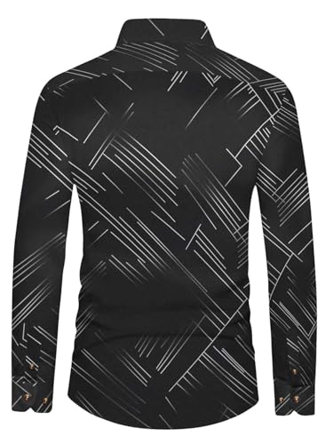 WDIRARA Men's Patterned Printed Long Sleeve Dress Shirts Button Down Business Shirts2