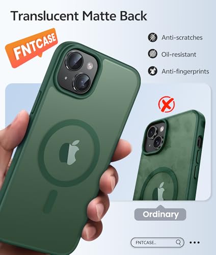 Image of FNTCASE for iPhone 14 Plus Case: for iPhone 15 Plus Magnetic Matte Textured Military Grade Drop Protection Translucent Cell Phone Cover - Slim Shockproof Protective Bumper Phonecase