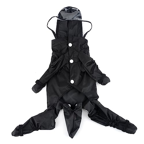 Zunea Waterproof Dog Raincoat with Legs for Small Dogs Puppy Hooded Rain Poncho Jumpsuit with Rain Boots Four-legged Slicker Rainwear with Hood Pet Rain Coat Rain Jacket Rain Gear Black M - Image 4