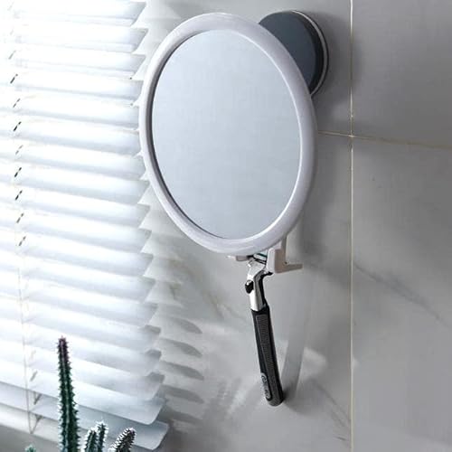 Shower Mirror, Shaving Mirror with a Razor Holder for Shower and Powerful Suction Cup - Shatterproof Shower Mirror fogless for Shaving, fogless Mirror for Shower and Tweezers (Round Mirror)