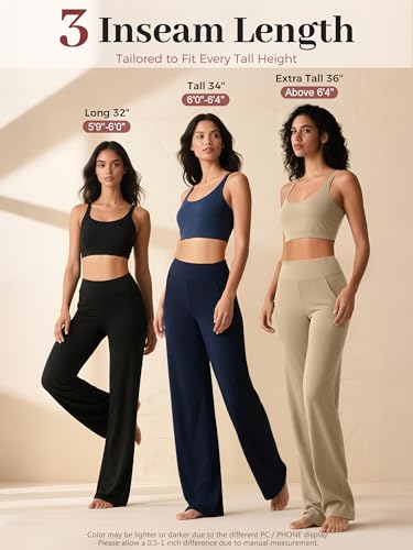 SEVEGO Tall Women's 32/34/36 Inseam Wide Leg Yoga Pants High Waist Stretch Dress Casual Long Sweatpants with Pockets3