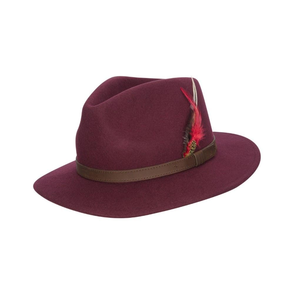 Walker And Hawkes Unisex Burgundy - Wool Felt Howick Hat - M (58Cm)