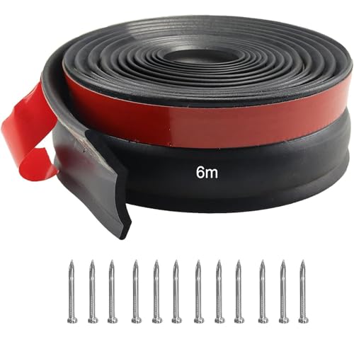 Garagentor Dichtung 6m Universal GummidichtungStreifen Wetterfeste Dichtung Garagentor Gummilippe mit Nägel