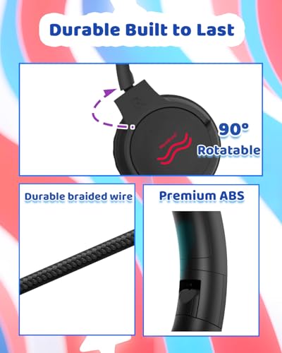 Image of Wired Kids Headphones with Mic, Foldable, Volume Control Safe Listening(85 /94dB), 3.5mm Jack on-Ear Headset for Chilren /Teens /School /Travel /Plane /Ipad /Tablet /Laptop,Black-Red