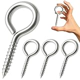 TNDCKP 4 Inch Heavy Duty Screw Eye Hooks - 4 PCS Self-Tapping Eye Bolts for Wood | M8 Large Eye Screws with 500lbs Load Capacity for Hammocks Yoga Swings Cable Wood Securing Indoor & Outdoor Use (4)