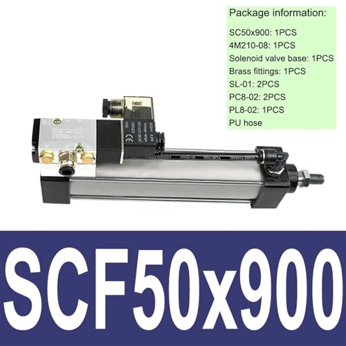 Électrovanne AC220V avec vérin pneumatique SCF50x900 alésage 50mm