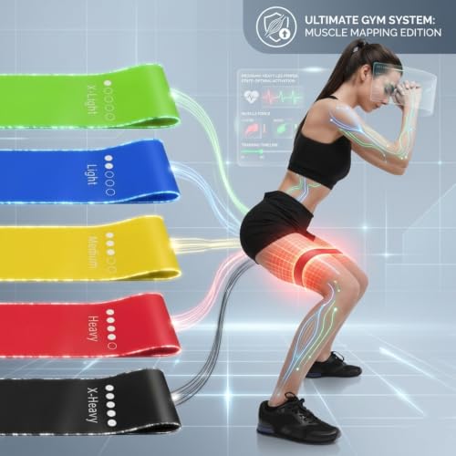 Image of RK PRIME Resistance Bands Set of 5 | Loop Bands for Glutes, Legs, Squats & Full Body Workout | 100% Natural Rubber | Home Gym, Yoga & Physical Therapy | Progressive Levels with Carry Bag (5 Pcs Band)