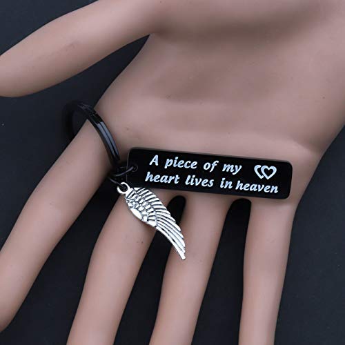Maofaed Memorial Keychain A Piece Of My Heart Lives In Heaven Sympathy Gift Loss Of Loved One Keychain (Piece In Heaven Black) #TOP6