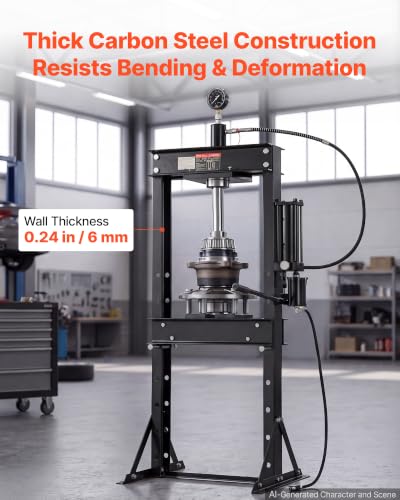 Image of VEVOR 20-Ton Hydraulic Shop Press, H-Frame Manual /Pneumatic Shop Press