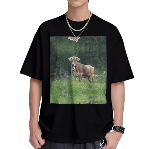 T-shirt en coton frais et respirant marron coupe droite pour homme actif
