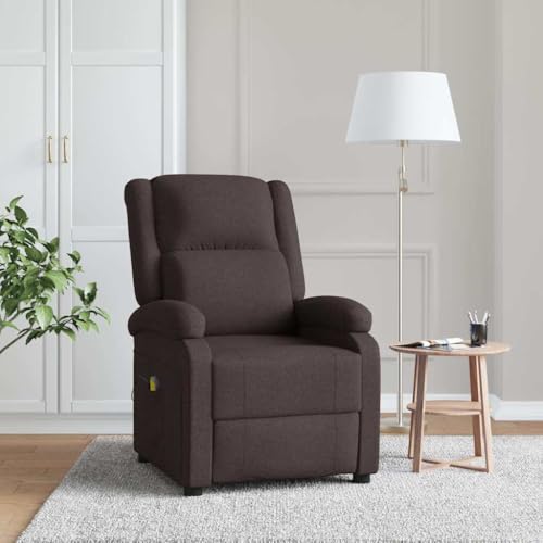 sephironlbb Ohrensessel mit Massagefunktion, Dunkelbraun Stoff, Relaxsessel mit Liegefunktion, 6-Punkt-Vibration, für Wohnzimmer, max. 110 kg