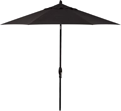Treasure Garden 9-Foot Auto-Tilt Market Umbrella with Black Frame and Obravia Fabric Black