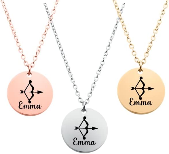 Archery Necklace, Personalized Archery Gifts for Women, Teens Custom Engraved Archery Pendant Name