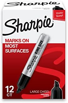 SHARPIE King Size Permanent Markers Large Chisel Tip, Great For Poster Boards, Black, 12 Count